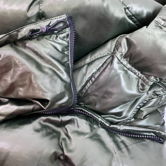 S13 Kylie Metallic Green Down Hooded Puffer Jacket - Picture 15 of 16